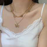 Vintage Multilayer Pendant  Butterfly Necklace for Women Moon  Charm Choker Pendant Necklaces Boho Fashion Jewelry Gift daiiibabyyy
