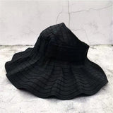 Daiiibabyyy Floded Sun hats for women Visors Hat Fishing Beach Hat  UV Protection Cap Black Causal Women Summer Caps Wide Brim Hat