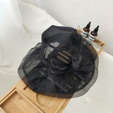 Daiiibabyyy Sun Hat Organza Ladies Yellow Flower Elegant Church Hats Women Summer Spring Stylish Lightweight Hawaiian Beach Hat