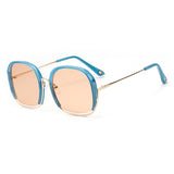 Daiiibabyyy Retro Semi-Rimless Square Sunglasses Women Colorful Frames Oversized Sun Glasses Luxury Traveling Sea Color Shades UV400