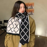 Winter Couple Tide Scarf Plaid Double-sided Warmth Female Knitted Thick Soft Dual-use Shawl Echarpe Femme Hiver Luxe daiiibabyyy