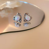 2022 Fashion Irregular Metal Crystal Heart-shaped Stud Earrings for Women Exquisite Korean Earrings Jewelry Anniversary Gifts daiiibabyyy