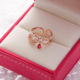 New Fashion Crystal Flower Branch Leaf Adjustable Finger Rings for Women Rose Gold Zircon Open Ring Glamour Wedding Jewelry Gift daiiibabyyy