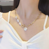 Korean Irregular Baroque High Imitation Pearl Necklace For Women 2022 New Trend Design Feel Necklace Clavicle Chain Jewelry Gift daiiibabyyy