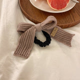 Wool Knitted Fabric Bow Rubber Band Princess Ponytail Headwear Hair Accessories Fashion Sweet Elegant Girl Head Hair Circle daiiibabyyy