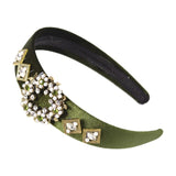 Daiiibabyyy INS Korean style of INS Vintage  new retro rhinestone pearl hair hoop wide gold velvet headband female dropshipping headbands