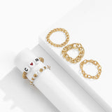 5pcs/set Trendy Geometric Hollow Link Chain Rings Simple Creative Jewelry Acrylic Letter Statement Rings Jewelry For Women Gifts daiiibabyyy