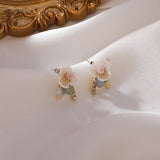 2022 New Fashion Sweet Pearl Flowers Fresh Women Earrings Contracted Joker Elegant Temperament Stud Earrings Jewelry daiiibabyyy