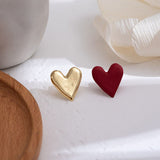 Elegant French Retro Matte Heart Small Earrings for Women Fashion Paint Ear Nails Metal Statement Earrings 2021 Trend Jewelry daiiibabyyy