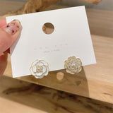 Stud Earrings for Women Black White Flower Earrings Retro Luxurious Fashionable  New Earrings Jewelry Wholesale daiiibabyyy