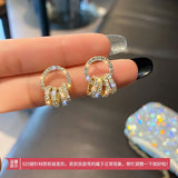 S925 Silver Needle Full of Diamonds Multiple Small Circle Pendant Earrings New Jewelry Fashion Party Unusual Earrings for Woman daiiibabyyy