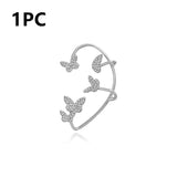 Daiiibabyyy Fashion Elegant Hollow Butterfly Ear Bone Clip for Women Non Piercing Shiny Zircon Ear Cuff Clips Earrings Wedding Party Jewelry
