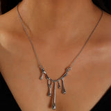 New Fashion Design Geometric Lava Droplets Irregular Necklaces Pendant Simple Silver Color Thin Chain For Women Necklace Jewelry