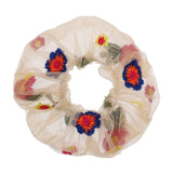 Fashion Flower Rubber Band Embroidery Flowers Scrunchies For Women Girls Hair Tie 1PCS Elastic Hair Bands Hair Accessories daiiibabyyy