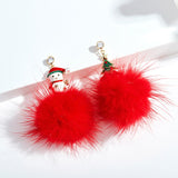 New Cute Pompon Snowman Christmas Tree Drop Earrings Fashion Snowflake Santa Claus Christmas Earrings For Women Party Jewelry daiiibabyyy