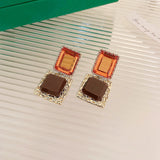 Daiiibabyyy Statement Vintage Fashion Designers Earrings For Women Korean Style Personality Square Geometric Pendientes Wholesale