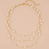Daiiibabyyy Fashion Fresh Simple Multi-layered Artificial Pearl Chain Necklace For Women Female Vintage Girl Cute Temperament Wild Jewelry