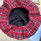 Daiiibabyyy Retro Plaid Octagonal Hats for Women Fashion Gorras Big Size Cap for Lady Elastic Berets Cap Hood Cloud hat Hair Accessories