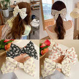 Big Bow Hair Clip Double Layer Butterfly Hairpin Chiffon Floral Knotted Side Clip Top Clip Sweet Vintage Hair Accessories daiiibabyyy