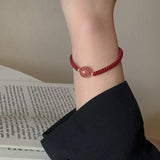 Daiiibabyyy Korean Fashion Strawberry Crystal Bracelet For Women Handwoven Red Bracelets For Girls Stone Jewelry  Friendship Couple Gift