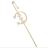 New Ear Needle Wrap Crawler Hook Earrings for Women Surround Auricle Diagonal Stud Copper Inlaid Zircon Piercing Earrings /1 Pc daiiibabyyy