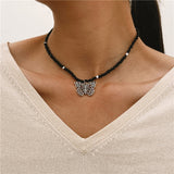 Goth Baroque Pearl Butterfly Pendant Necklace for Women Vintage Multi Layer Link Chain Necklace Punk Aesthetic Jewelry 2022 daiiibabyyy