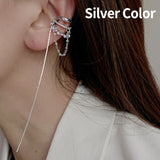 17KM Korean Asymmetrical Rhinestone Butterfly Drop Earrings For Women Girls Trendy Fashion Pearl Chain Earrings Jewelry Gifts daiiibabyyy