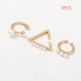 3Pcs/Set Pearl Zircon Clip on Earrings Ear Cuffs Stackable Earrings for Women NO Pierced Cartilage Earring Earcuffs Accessories daiiibabyyy
