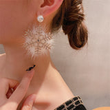 2022 Autumn Winter Fashion Crystal Snowflake Hairball Simple Drop Earrings For Women Girls Jewelry Accessories Dangle Earringa daiiibabyyy