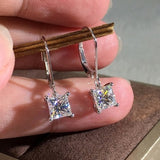 Trendy Square Shape Inlaid with White Zircon Drop Earrings ShiningBridal Wedding Jewelry Women Dangle Earring Gift daiiibabyyy