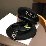 Daiiibabyyy Female Winter Headwear Beautiful Starfish Rhinestone Woolen Knitted Caps Women Fashion Pure Wool Beret Hats