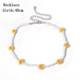 Daiiibabyyy IngeSight.Z Bohemian Colorful Beads Flower Choker Necklace for Women Summer Statement Short Collar Clavicle Chain Jewelry