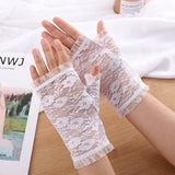 New Fingerless Women Sexy Lace Gloves Ladies Half Finger Fishnet Gloves Mesh Mitten Sun Protection Driving Black Guantes daiiibabyyy