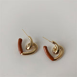 New Fashion Metal Love-heart Irregular Splicing Drip Oil Earring Korean Trend Personality All-match Party Jewelry For Women Girl daiiibabyyy