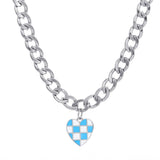 New Ins Love Chains Necklace Simple Retro Creative Lattice Heart-Shaped Bracelet Necklace for Women Girls Fashion Jewelry Gift daiiibabyyy