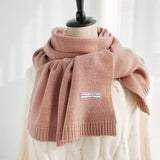 Women Scarf Pashmina Winter Soft Lady Female Shawls Wraps Solid Color Female Knitted Wool Long Scarf Thicken Keep Warm daiiibabyyy