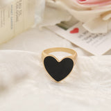 Romantic Simple Red Black Heart-shaped Metal Ring Fashion Cute Wedding Gold Color Ring For Women Punk Party Jewelry Gift daiiibabyyy