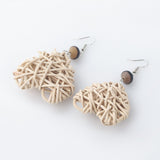 Summer New Rattan Woven Heart Dangle Earrings Bohemia Ethnic Style Party Jewelry For Women Fashion Statement Drop Brincos Gift daiiibabyyy