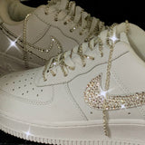 shiny Rhinestone long tassel shoes with sneakers boots and chains women's fashion fashion jewelry luxury crystal chain shoe daiiibabyyy