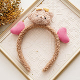 Hair Hoop Headbands 1PCS Female Solid Color Plush Scrunchies Female Korean Headdress Rabbit Bear Cartoon Face Wash Hairbands daiiibabyyy
