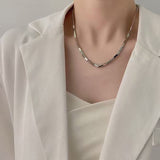 2022 New Arrival Small Cube Square Clavicle Chain Silver Color Necklace For Women Choker Bracelet Fashion Jewelry Wholesale daiiibabyyy