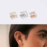 Daiiibabyyy 1 pieceno piercing ear cuff clip on earring three line simple adjust cuff 925 silver