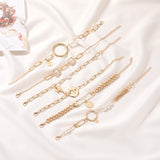 2022 Korean Fashion Gold Bracelets for Women Boho Jewelry Geometric Portrait Pin Simple Thick Chain Hand Chain Charm Bracelet daiiibabyyy