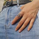 Lost Lady Retro Silver Black Skull Skelton Heart Rings Trendy Hiphop Punk Antique Finger Rings for Women Party Jewelry Gift daiiibabyyy