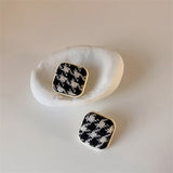 Autumn/winter New Fashion Korean Geometric Round Square Houndstooth Woolen Cloth Earrings For Women Girls Personality Jewelry daiiibabyyy