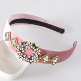 Daiiibabyyy INS Korean style of INS Vintage  new retro rhinestone pearl hair hoop wide gold velvet headband female dropshipping headbands