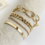 New Trendy Statement Metal Bracelet for Women Punk Retro Chain Geometric Multi-layer Wild Girl Party Gifts Banquet Accessories daiiibabyyy