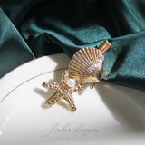 Hair Clips for Women New Style Fashion Pearl Crystal Hairpin Starfish Shell Hair Accessories for Women Jewelry Wholesale daiiibabyyy