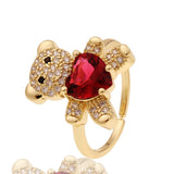 European and American New Fashion Jewelry Love Bear Ring Women's Temperament Creative Party Gifts for Friends daiiibabyyy