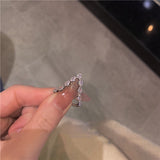 MENGJIQIAO Korean Fashion V Shaped Cubic Zircon Rings For Women Girls Elegant Mid Finger Knuckle Rings Party Jewelry Gifts daiiibabyyy
